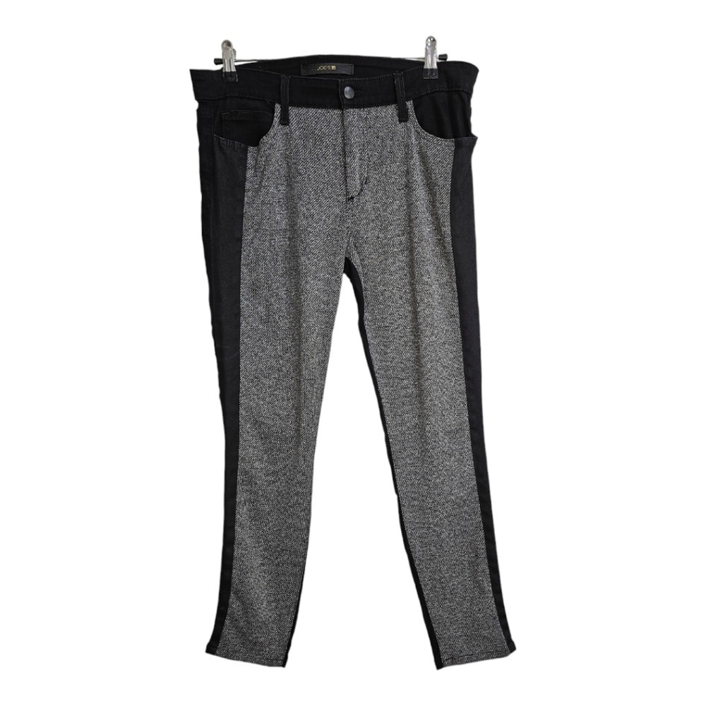Joe's Jeans Womens Black Skinny Ankle Pants 31 Colorblock Tweed Panel Stretch